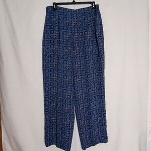 Talbot's Pure Silk Navy and Off White Floral Pants/Trousers Size 8